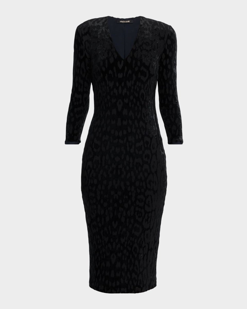 Jaguar Velvet Long-Sleeve Sheath Dress